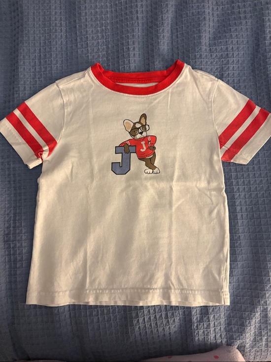 Janie and Jack Other - Janie & Jack Boys White Tee with Red Trim and Graphic Dog